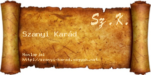 Szanyi Karád névjegykártya